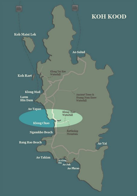 klong chao beach koh kood map